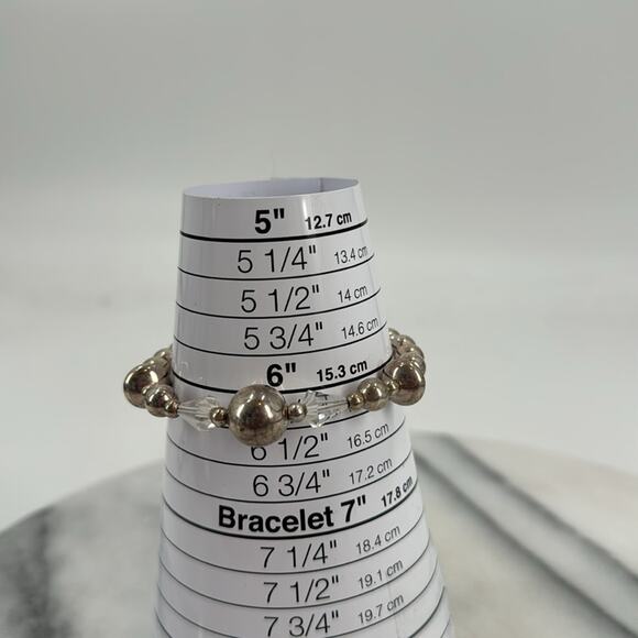 Crystal glass and Sterling silver ball beaded bracelet - Picture 5 of 5